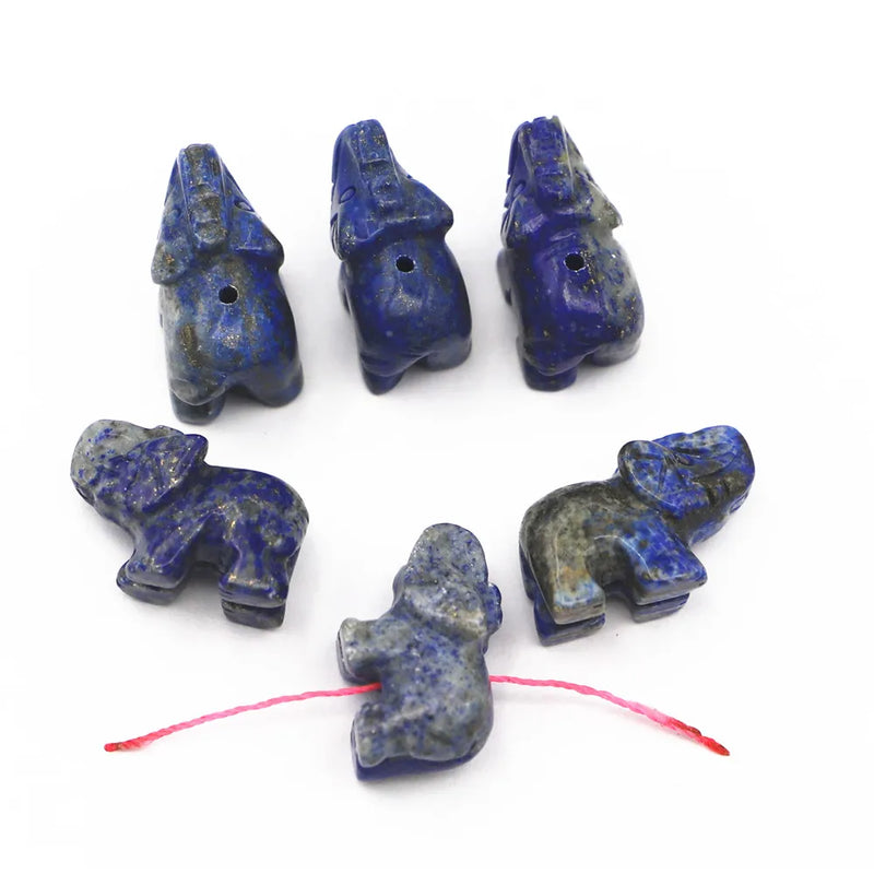 Lazulite Lapis Lazuli Elephant Pendants for Women Necklace 6PCS