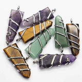 Natural Stone Multicolor Arrow Necklace Pendant 4Pcs