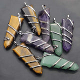 Natural Stone Multicolor Arrow Necklace Pendant 4Pcs