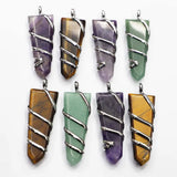 Natural Stone Multicolor Arrow Necklace Pendant 4Pcs