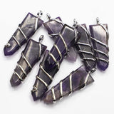 Natural Stone Multicolor Arrow Necklace Pendant 4Pcs