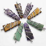 Natural Stone Multicolor Arrow Necklace Pendant 4Pcs