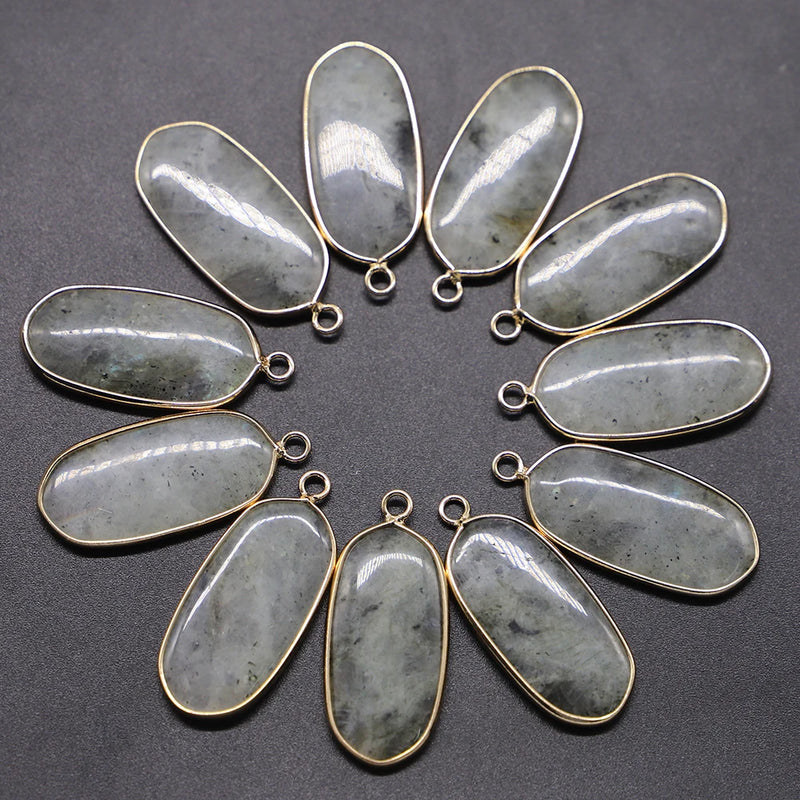 Natural Stone Pendants Agates Crystal Oval Phnom Penh Shape Rose Quartz Charms