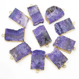Purple Crystal Tooth Cluster Pendant Necklace Charms 6Pcs