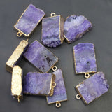 Purple Crystal Tooth Cluster Pendant Necklace Charms 6Pcs