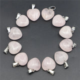 Rose Quartz Heart Pendant Charm Healing Crystal 50PCS