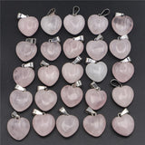 Rose Quartz Heart Pendant Charm Healing Crystal 50PCS
