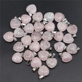 Rose Quartz Heart Pendant Charm Healing Crystal 50PCS