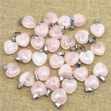 Rose Quartz Heart Pendant Charm Healing Crystal 50PCS