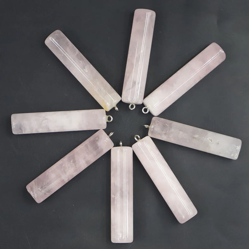 Rose Quartz Necklace Pendants Reiki Charms DIY Jewelry Making 6Pcs