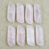 Rose Quartz Pendants Long Oval Necklaces DIY Jewelry 6Pcs
