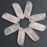 Rose Quartz Pendants Long Oval Necklaces DIY Jewelry 6Pcs