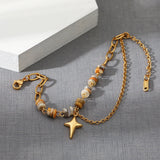 Natural Stone Stainless Steel Bracelet with Star Pendant