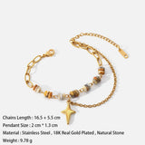 Natural Stone Stainless Steel Bracelet with Star Pendant