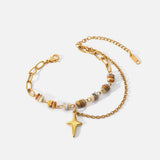 Natural Stone Stainless Steel Bracelet with Star Pendant