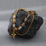 Natural Stone Stainless Steel Bracelet with Star Pendant