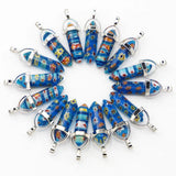 Natural Stone Thousand Flowers Pillar Hexagonal Pendant Column Charms