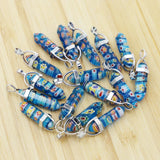 Natural Stone Thousand Flowers Pillar Hexagonal Pendant Column Charms