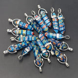 Natural Stone Thousand Flowers Pillar Hexagonal Pendant Column Charms