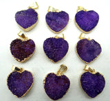 Titanium Quartz Crystal Heart Charm Pendant for DIY Jewelry Making