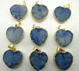 Titanium Quartz Crystal Heart Charm Pendant for DIY Jewelry Making