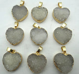 Titanium Quartz Crystal Heart Charm Pendant for DIY Jewelry Making
