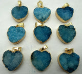 Titanium Quartz Crystal Heart Charm Pendant for DIY Jewelry Making