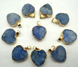Titanium Quartz Crystal Heart Pendant for Jewelry Making, 6PCS