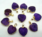 Titanium Quartz Crystal Heart Pendant for Jewelry Making, 6PCS