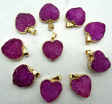 Titanium Quartz Crystal Heart Pendant for Jewelry Making, 6PCS