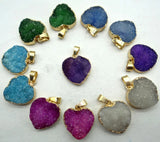 Titanium Quartz Crystal Heart Pendant for Jewelry Making, 6PCS