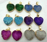 Natural Stone Titanium Quartz Crystal Heart Charm Pendant DIY Jewelry Making