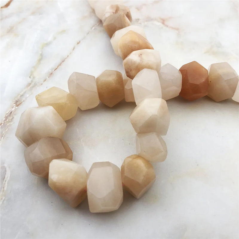 Natural Sunstone Beads High Irregular Champagne Stone Faceted Loose Beads
