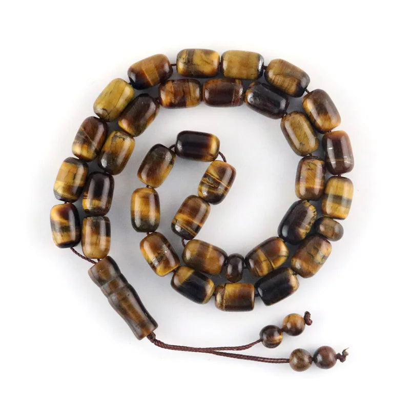 Natural Tiger Eye 8*12 mm Tassel Pendant Islamic Rosary Muslim Tasbih