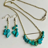 Turquoise Chakra Necklace Earring Set Unisex Energy Charm