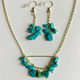 Turquoise Chakra Necklace Earring Set Unisex Energy Charm