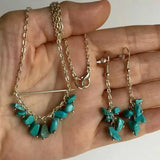 Turquoise Chakra Necklace Earring Set Unisex Energy Charm