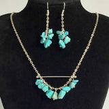 Turquoise Chakra Necklace Earring Set Unisex Energy Charm