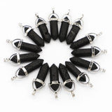 Volcanic Stone Hexagonal Pillar Point Pendants Crystal Necklace