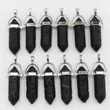 Volcanic Stone Hexagonal Pillar Point Pendants Crystal Necklace