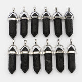 Volcanic Stone Hexagonal Pillar Point Pendants Crystal Necklace