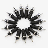 Volcanic Stone Hexagonal Pillar Point Pendants Crystal Necklace