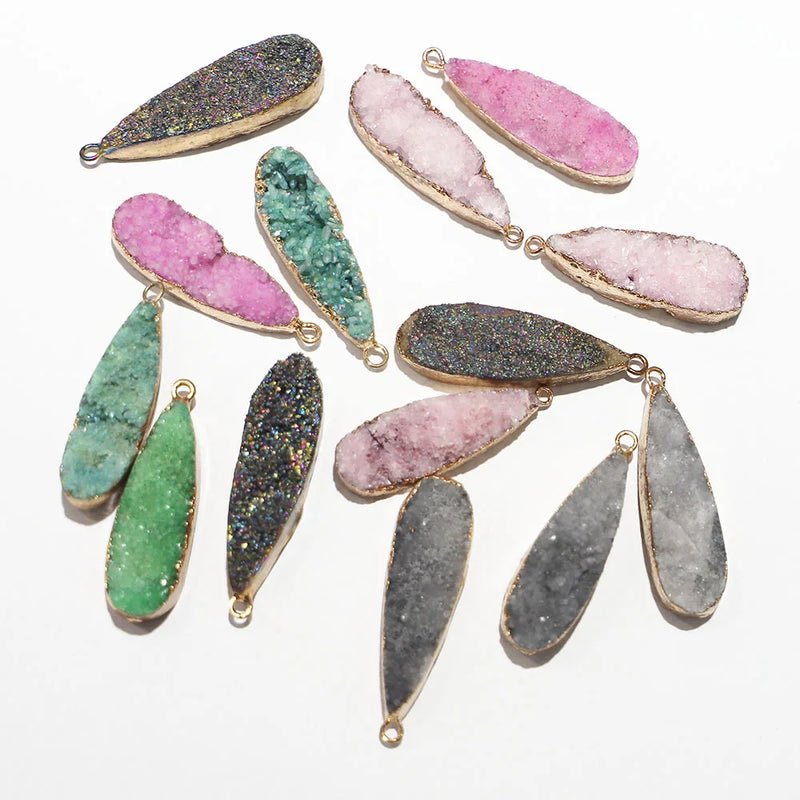 Natural Water Drop Druzy Stone Necklace Pendants