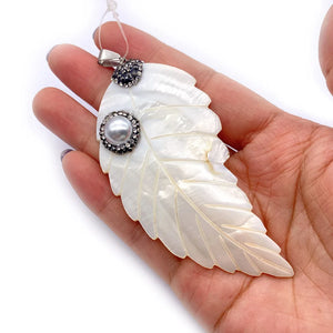 Shell Pendant Set with Pearl Rhinestones DIY Earrings Necklace 41x85mm