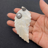 Shell Pendant Set with Pearl Rhinestones DIY Earrings Necklace 41x85mm