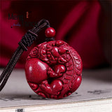 Natural Zijin Sand Cinnabar Jade Pixiu Pendant Necklace
