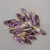 Amethyst Stone Pendulum Necklace Pendant for Jewelry Making 20PCS