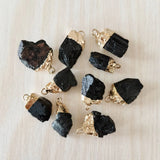 Tourmaline Stone Irregular Healing Reiki Pillar Pendants 10pcs