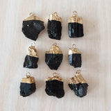 Tourmaline Stone Irregular Healing Reiki Pillar Pendants 10pcs