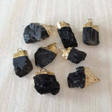 Tourmaline Stone Irregular Healing Reiki Pillar Pendants 10pcs